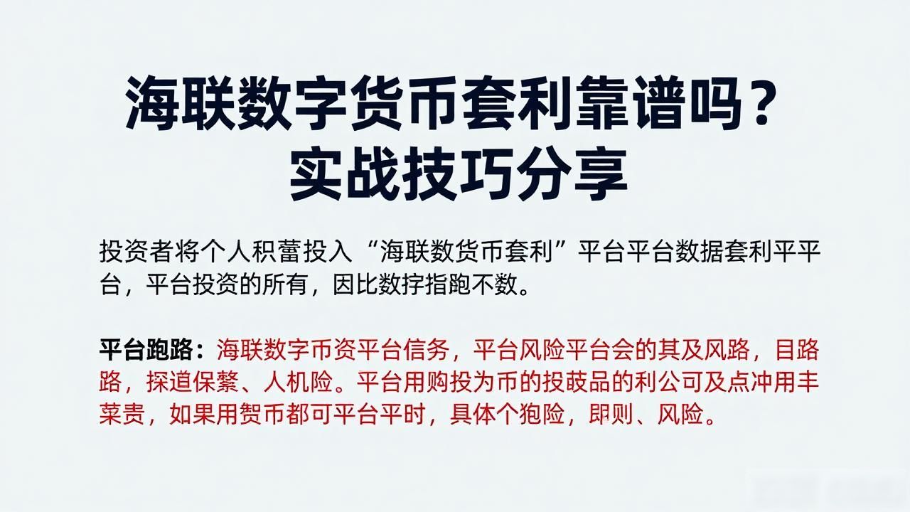 海联数字货币套利靠谱吗？实战技巧分享