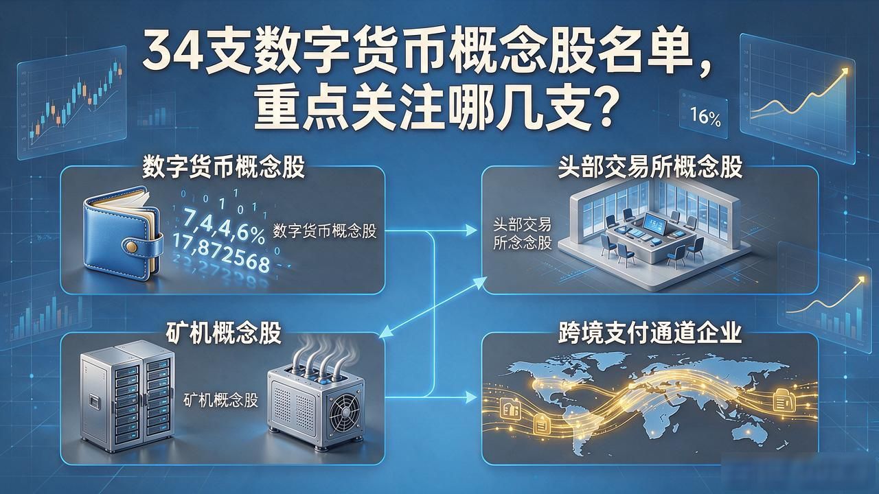 34支数字货币概念股名单，重点关注哪几支