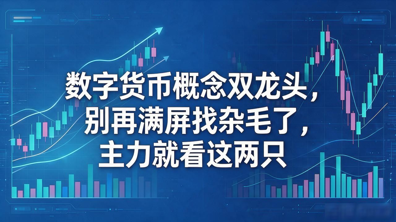 数字货币概念双龙头，别再满屏找杂毛了，主力就看这两只