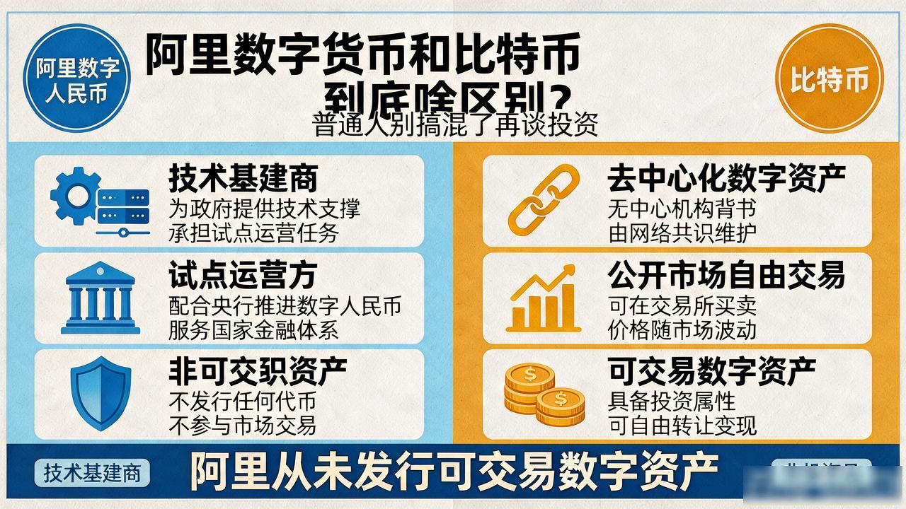 阿里数字货币和比特币到底啥区别？普通人别搞混了再谈投资