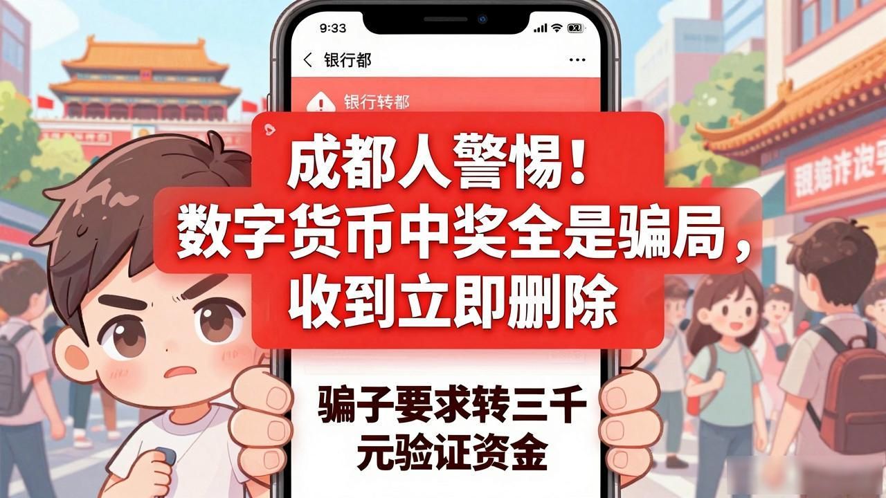 成都人警惕！数字货币中奖全是骗局，收到立即删除