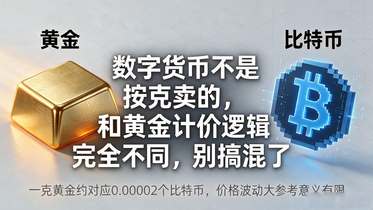数字货币不是按克卖的，和黄金计价逻辑完全不同，别搞混了
