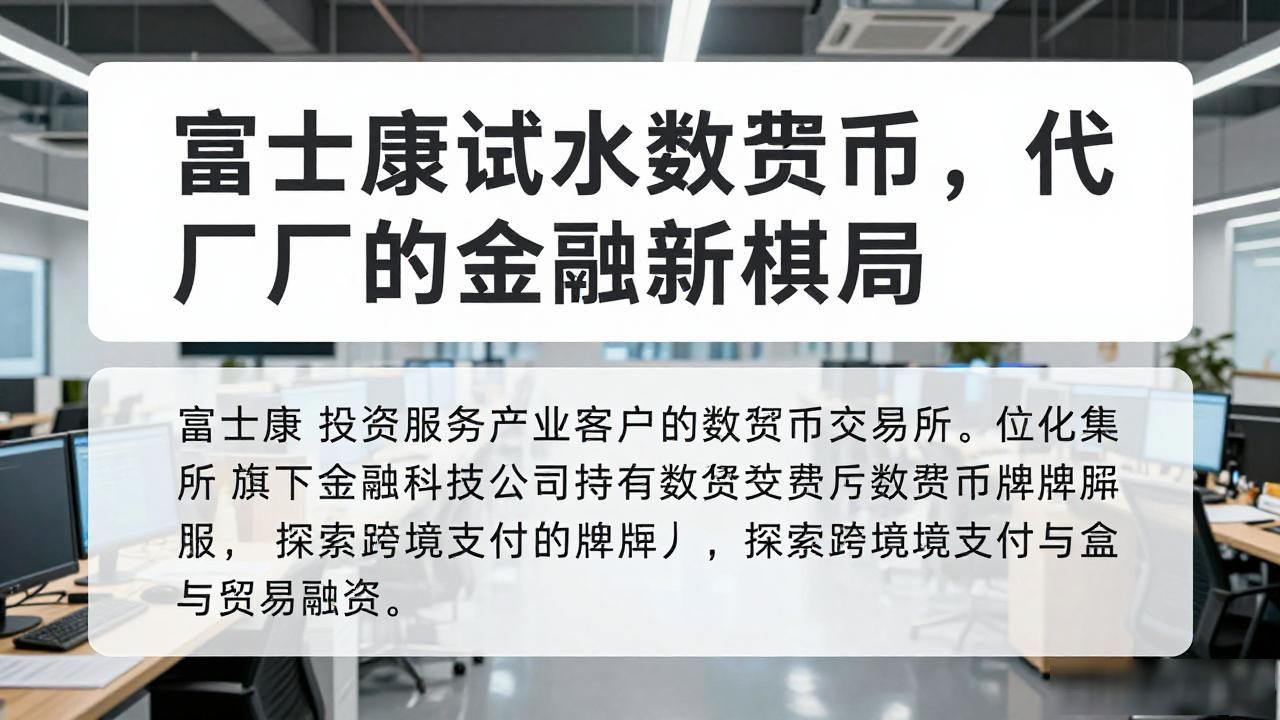 富士康试水数字货币，代工厂的金融新棋局